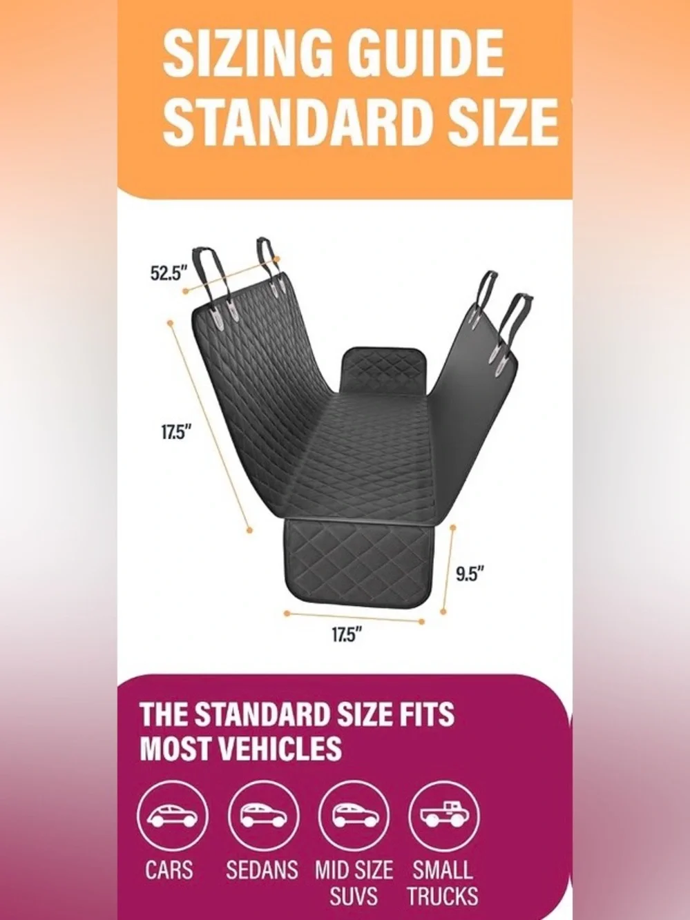 Active Pets Black Dog Car Hammock Backseat Cover - 53x56, Excellent Condition